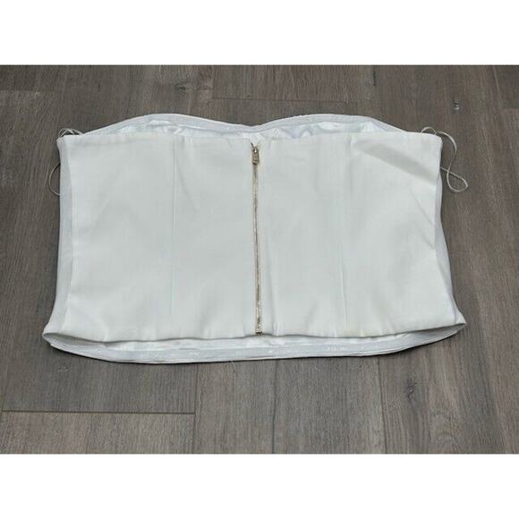 NWOT Generation Love Tube Top Back Zip Gold Chain Hem Built In Bra White XL FLAW - Picture 8 of 8